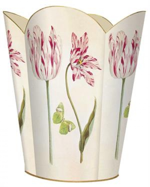 Tulips and Butterflies Wastepaper Basket Scalloped